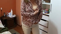 Beautiful stepmom comes home and calls her stepson to look at her and fuck her